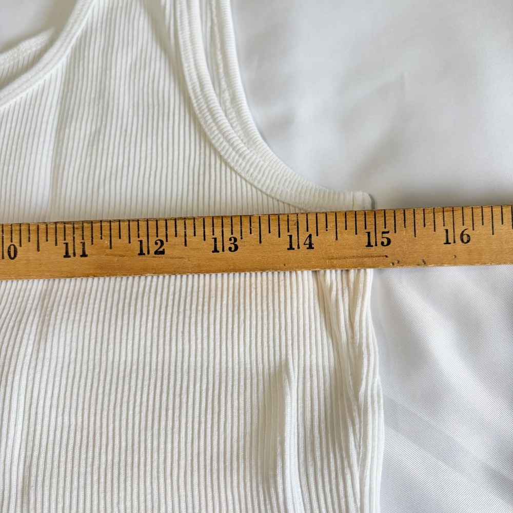 Lauren Ralph Lauren Ribbed Tank Top White Scoop Neck Cropped Sleeveless Basic - Picture 4 of 6